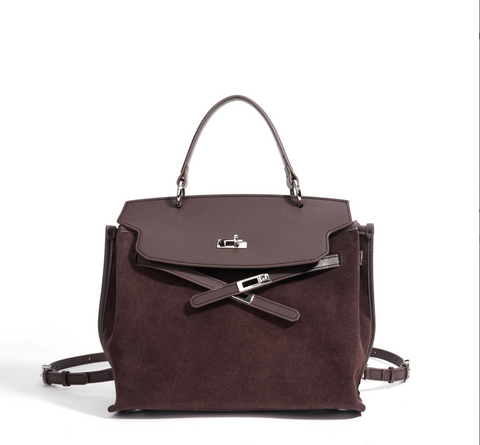 Arosa Suede-Leather Bag. Жіноча сумка темно-коричнева з натуральної замші і шкіри  [Передзамовлення. Надходження з 14 вересня]  ARO1 фото