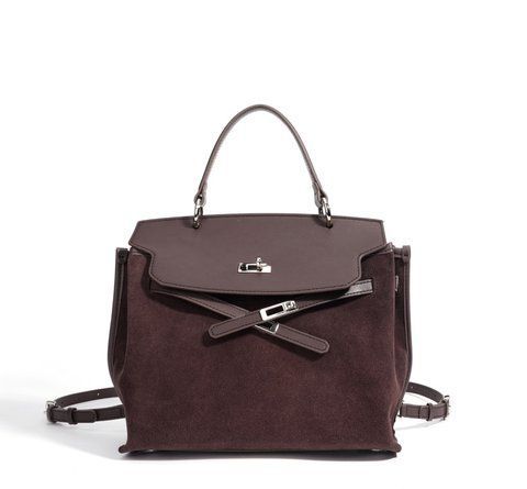 Arosa Suede-Leather Bag. Жіноча сумка темно-коричнева з натуральної замші і шкіри ARO1 фото