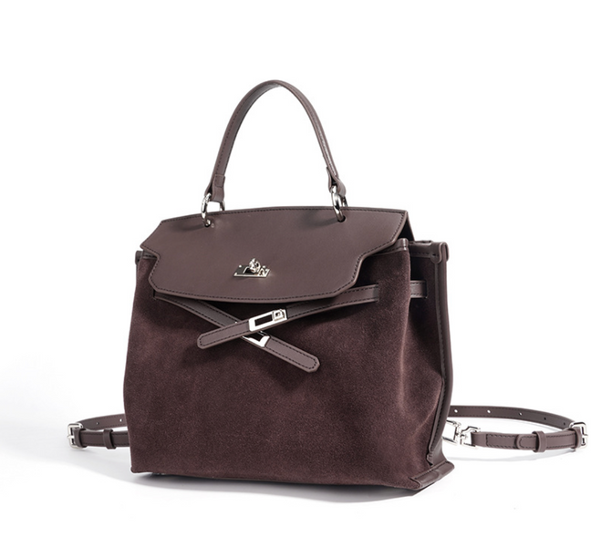 Arosa Suede-Leather Bag. Жіноча сумка темно-коричнева з натуральної замші і шкіри  [Передзамовлення. Надходження з 14 вересня]  ARO1 фото