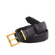 Wide Leather Belt #4. Ремінець чорний з натуральної шкіри з золотою фурнітурою BELT#4-3 фото 1