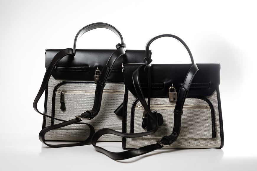 Kaya Leather Bag Small. Жіноча сумка з натуральної шкіри коричнева з білим KALEB2 фото