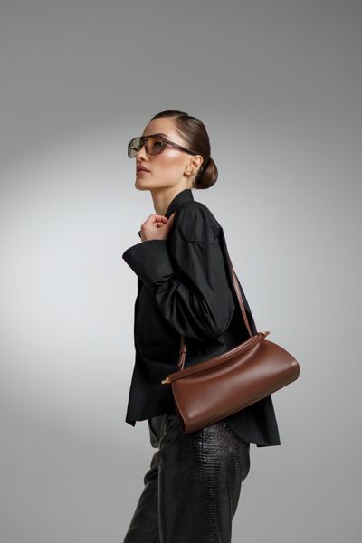 Bergamo Leather Baguette Bag. Жіноча сумочка коричнева з натуральної шкіри BRGM1 фото