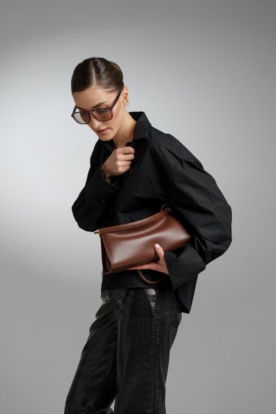 Bergamo Leather Baguette Bag. Жіноча сумочка коричнева з натуральної шкіри BRGM1 фото