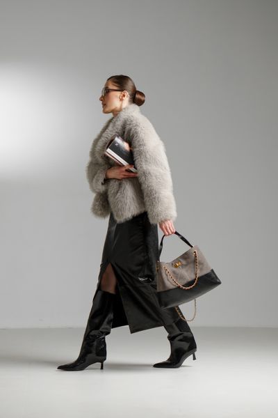 Milano Leather Bag. Жіноча сумка сіра з натуральної замші MLN1 фото