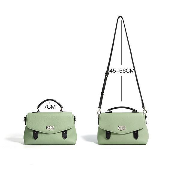 Como Leather Bag. Жіноча сумка зелена з натуральної шкіри з чорними вставками COLB2 фото