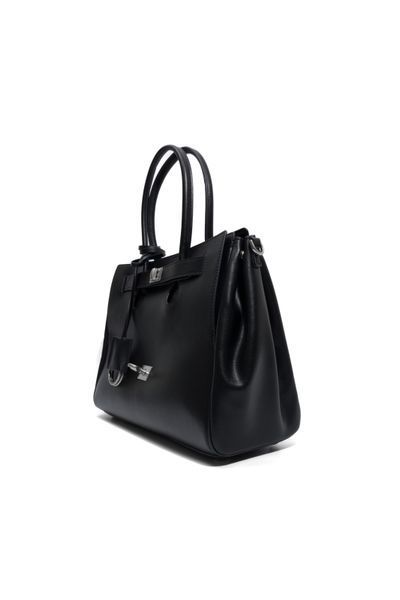 Barcelo Leather Bag Large. Жіноча сумка чорна зі срібною фурнітурою з натуральної шкіри BLBL2 фото