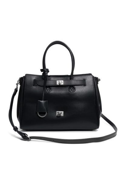 Barcelo Leather Bag Large. Жіноча сумка чорна зі срібною фурнітурою з натуральної шкіри BLBL2 фото