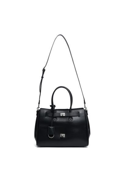 Barcelo Leather Bag Large. Жіноча сумка чорна зі срібною фурнітурою з натуральної шкіри BLBL2 фото