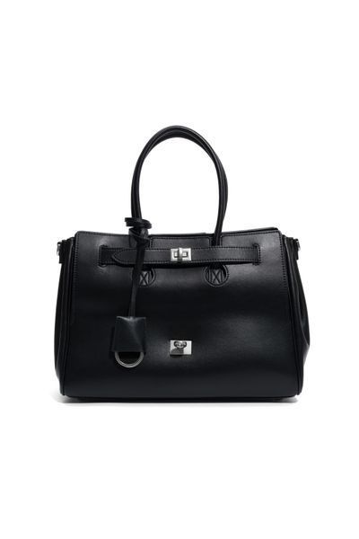 Barcelo Leather Bag Large. Жіноча сумка чорна зі срібною фурнітурою з натуральної шкіри BLBL2 фото