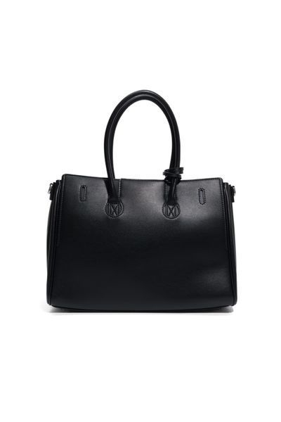 Barcelo Leather Bag Large. Жіноча сумка чорна зі срібною фурнітурою з натуральної шкіри BLBL2 фото
