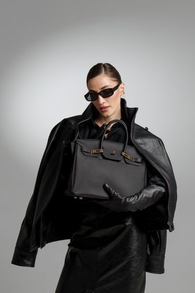 Grace Leather Medium Bag. Жіноча сумочка чорна з натуральної шкіри GRC1 фото