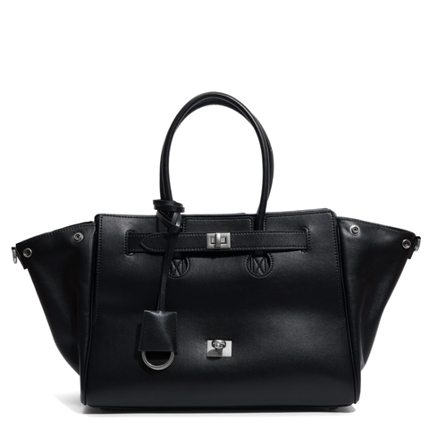 Barcelo Leather Bag Large. Жіноча сумка чорна зі срібною фурнітурою з натуральної шкіри BLBL2 фото
