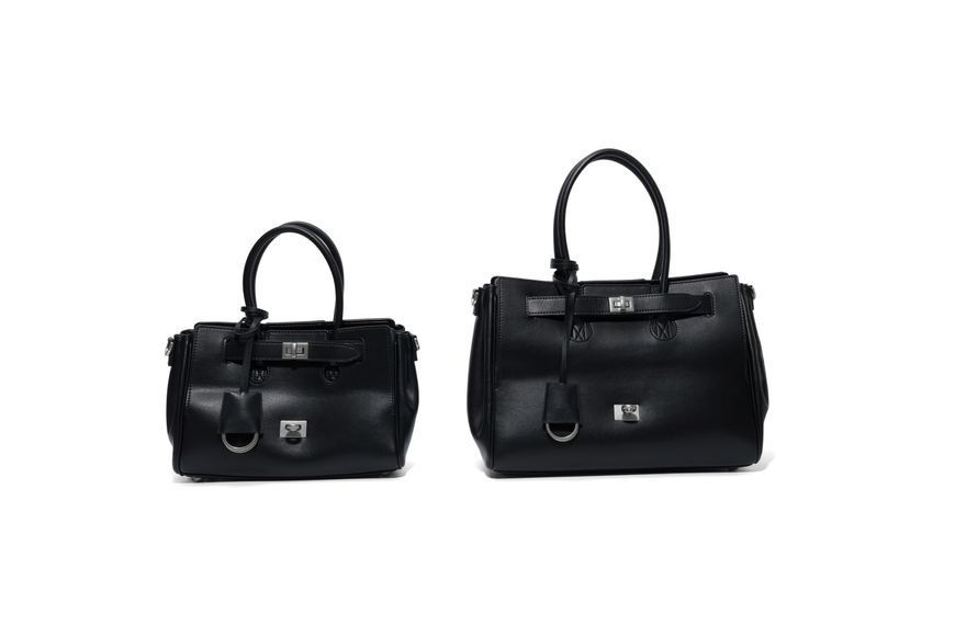 Barcelo Leather Bag Large. Жіноча сумка чорна зі срібною фурнітурою з натуральної шкіри BLBL2 фото