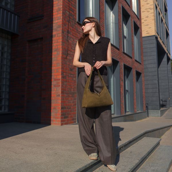 Savanna Suede Bag. Жіноча сумка зелена з натуральної замші SASB3 фото