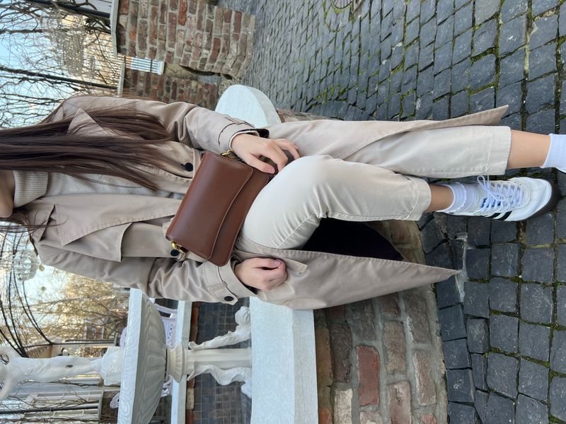 Petite Trapeze Leather Bag. Жіноча сумка коричнева з натуральної шкіри PTLB1 фото