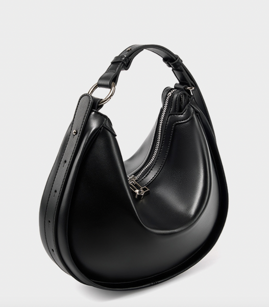 Round Leather Bag. Жіноча сумка чорна з натуральної шкіри RND2 фото
