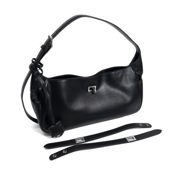 Bel Air Leather Bag. Жіноча сумка чорна зі срібною фурнітурою BAB фото