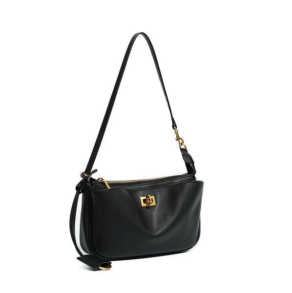 Rodeo Sling Pochette Leather Bag. Жіноча сумка чорна з золотою фурнітурою з натуральної шкіри MRLB2 фото
