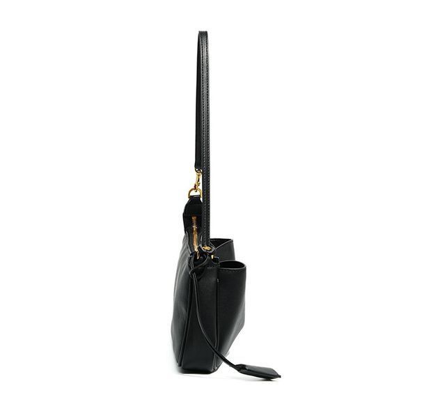 Rodeo Sling Pochette Leather Bag. Жіноча сумка чорна з золотою фурнітурою з натуральної шкіри MRLB2 фото