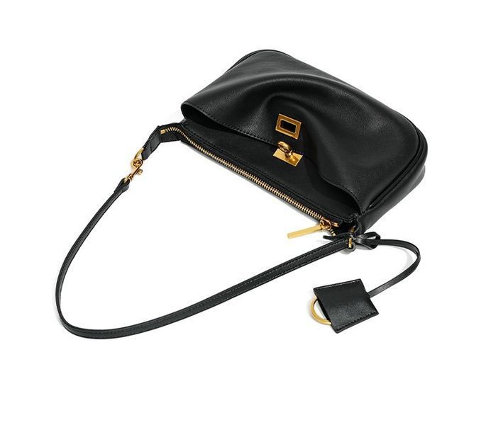 Rodeo Sling Pochette Leather Bag. Жіноча сумка чорна з золотою фурнітурою з натуральної шкіри MRLB2 фото