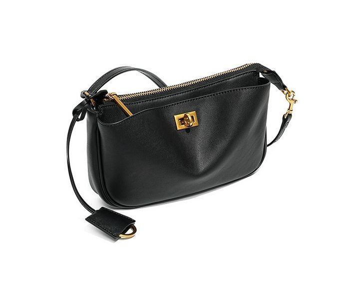 Rodeo Sling Pochette Leather Bag. Жіноча сумка чорна з золотою фурнітурою з натуральної шкіри MRLB2 фото